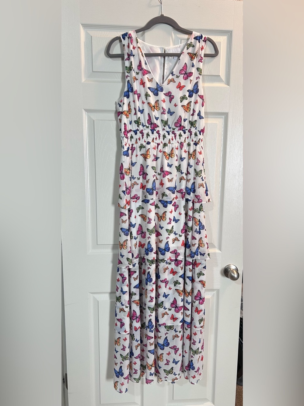 Sugarlips White Butterfly Print Maxi Dress